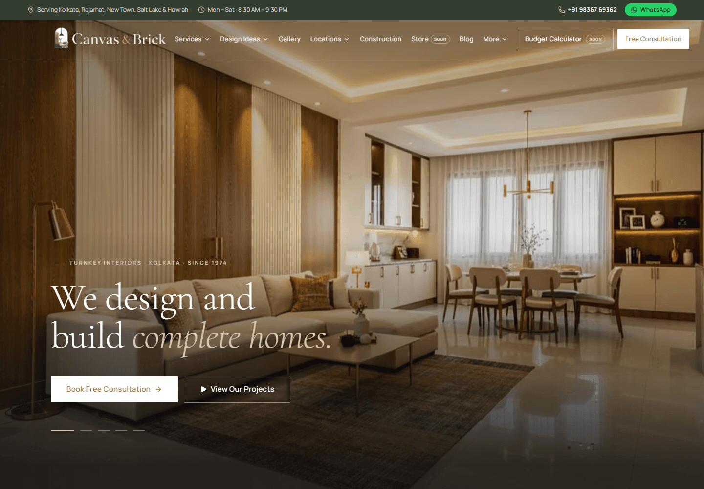 Screenshot of the Canvasbrick website