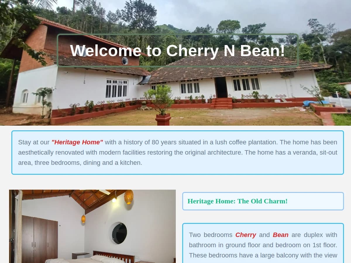 Screenshot of the Cherry n Bean website